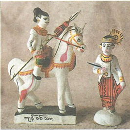 Народная глиняная игрушка Пагана - Король Чанзитта и воин